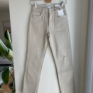 Zara High Rise Full Length Split Slim Denim Size 2 NWT